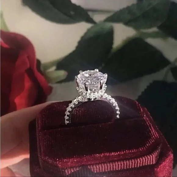 BEAUTIFUL DOUBLE HIDDEN HALO CATHEDRAL SET 4CTW RODIUM PLATED CZ 7 - Picture 6 of 10